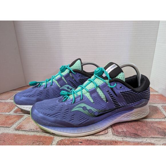 Saucony Ride ISO Everun Womens Size 10 Violet/Aqua Running Walking Athletic Shoe - Picture 1 of 9